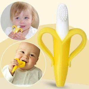 Gigitan Bayi Bentuk Pisang dan Sikat Gigi Silikon - Teether Baby Banana Silicone / Mainan Gigitan Bayi Bentuk Pisang Banana Teether Baby Sikat Gigi