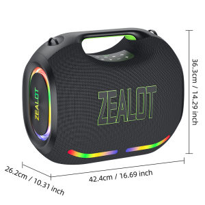 ZEALOT 250W Powerful Subwoofer Enjoy the pool party. Waterproof portable speaker with RGB lighting for outdoor use.