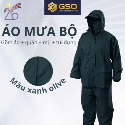 Áo Mưa Bộ Chính Hãng Màu Xanh Olive Cao Cấp – Chống Nước Tốt Dày Dặn Bền Bỉ