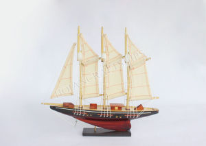 Mô hình thuyền gỗ trang trí Atlantic kem (dài 30cm)