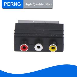 [PERNG] Tehe SCART To 3 RCA Composite Phono Adaptor Converter + In / Out Switch