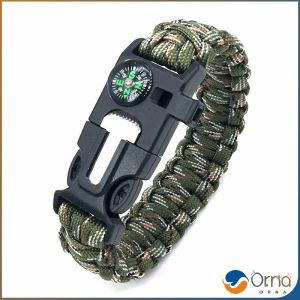 Orna เชือกรัดข้อมือ สายรัดข้อมือสีเขียว สำหรับเดินป่า มีด นกหวีด แท่งจุดไฟ เชือก เข็มทิศ 5in1 Outdoor Accessories
