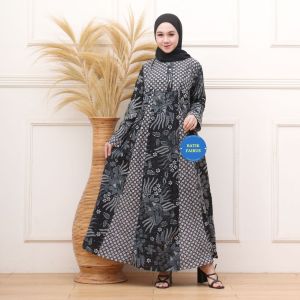 (COD) Gamis Batik Jumbo Elegant Modern / Bahan Katun Prima Halus Adem Nyaman LD 120 / Gamis Batik Wanita Modern 2022 Muslim Motif Terbaru Termurah