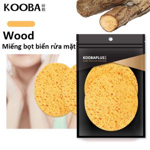 KOOBA Premium Natural Wooden Exfoliating Face Scrub Sponges Dermacare Makeup Removal Accessories 2-Pack