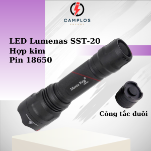 Đèn pin siêu sáng Mantaray C8 mini chiếu xa led sst20 1600 lumen vỏ hợp kim nhôm chống nước công tắc đuôi đèn