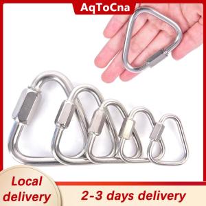 [COD] AqToCna Ship within 24 hours Triangle Carabiner Stainless Steel Keychain Snap Clip Hook Buckle Screw Lock