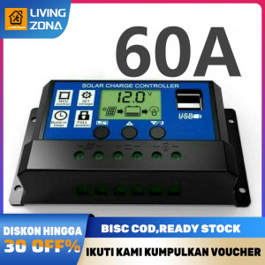 Solar Charge Controller 10A 20A 30A 40A 50A 60A Cell PWM Pengisi Daya Surya 12V 24V