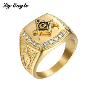 Ly eagle Freemasonry Diamond Mens Ring Masonic Ring Size 7---15