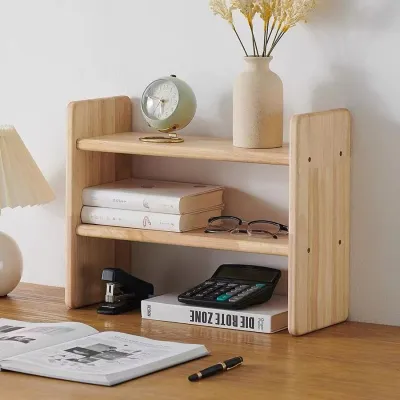17b3 Solid Wood Small Bookshelf Simple Student Desktop Storage Rack Desk Organizing Rack Household Wooden Multi-Layer Table Storage Rack 9L3P1