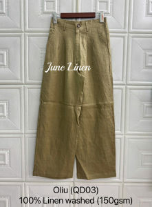 JUNE LINEN QD03. Quần dài LINEN TƯNG PREMIUM ống rộng lưng cao cho nữ. Lưng sau có thun. Ảnh chính chủ.