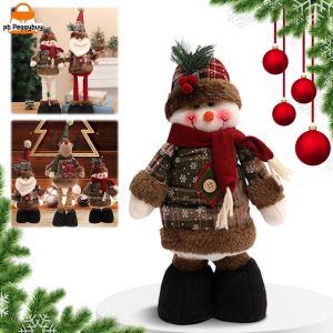 【VS】 for SNOWMAN Elk Doll Ornaments W/ Telescopic Legs Christmas Telescopic Ornament Christmas Standing Figures Doll for Festive Home Decor