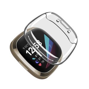 Screen Protector For Fitbit Versa 4/Sense 2 Case Accessories Soft TPU Plated Case All-Around Protective Screen Full Cover Bumper