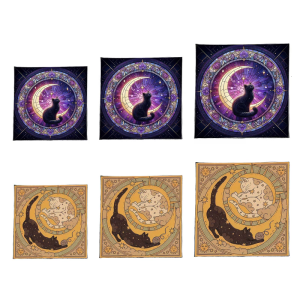 Moon Cats Pattern Astrology Tablecloth Altars Cloth Square Divinations Card Table Cloth Witchcrafts Deck Cloth