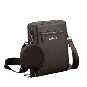 JOANNA BAG #8816 KOREAN CHIC LEATHER FASHION 4-ZIPPER SHOULDER CROSSBODY BAG WITH SMALL POUCH FOR MEN