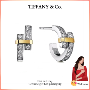 (New) Womens Fashion Earrings s925 sterling silver Edge Diamond Hoop Earrings Valentines Day holiday gifts