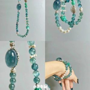 New Chinese Style Green Multi-layer Bracelet with Retro Temperament High-end Feel Simple and Niche Accessories for Women「迪也茄」新中式绿色多层手链复古气质高级感手串简约小众配饰女