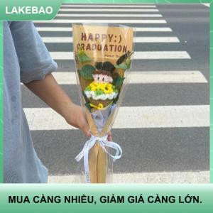 【LAKEBAO】 Đám cưới bó hoa Crochet Hoa tốt nghiệp bó hoa thủ công dệt kim tốt nghiệp Quà tặng lý tưởng cho bên trường tổ chức sự kiện trang trí