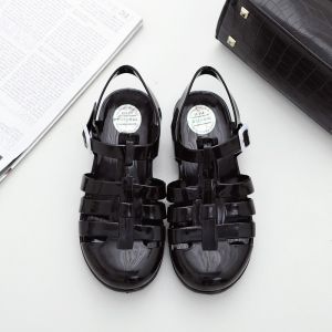 Free Shipping Korean-Style WomenS Summer Sandals Crystal Jelly Shoes Flat-Soled Student Clogs Plastic Beach Sandals Closed-Toe Transparent Sandals