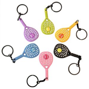 NOCASE PVC Tennis Racket Keychain Soft Rubber Mini Racket Bag Pendant Creativity Lifelike Sports Key Ring Fashion Gifts