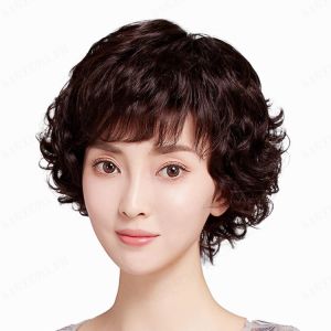 Realistic Wig for Middleaged and Elderly Women with Short Curly Hair