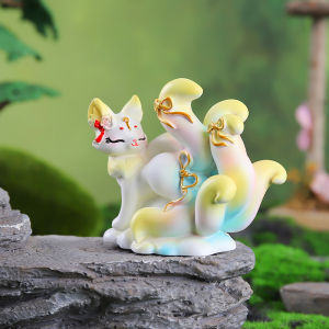 Mô Hình Cữu Vĩ Thiên Hồ Cáo Nhỏ 9 Đuôi Decord trang trí xe Ô Tô nhà cửa bàn học quà Tặng Art house