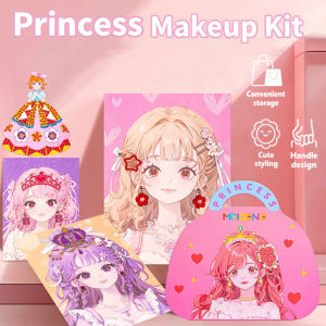 Kids Makeup Toy Set DIY Princess Makeup Pretent Play Toy with Diamond Creative Painting Girl Gift