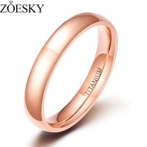 ZOESKY Titanium Ring Rose Gold 4mm Dome High Polished Wedding Band Size 4.5-12.5