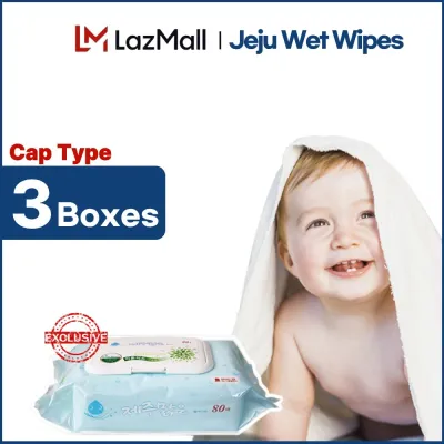 (Official Store) | (3-box) Jeju Wet Wipes Cap type 27packs (80 sheets per pack) | Expiry: Sep 2027 or later | Baby wipes | No harmful chemical | EWG safe ingredients | 50gsm per sheet