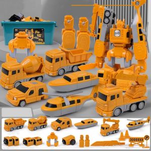 COUPLECOL Biến dạng Công nghệ biến đổi từ tính Có thể tháo rời Máy xúc trộn Đồ chơi robot biến hình Xe xây dựng Kết hợp Xe Kỹ thuật lắp ráp Đồ chơi trẻ em
