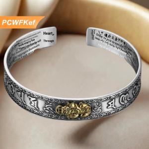 【PCWFKef】 Sáng Tạo Cá Tính Tục Ngữ Tim Sutra Pixiu Mở Vòng Đeo Tay Phụ Nữ Người Đàn Ông Trang Sức Accessries