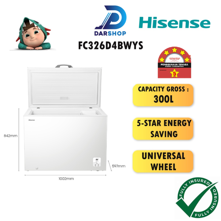 5 STAR Hisense Chest Freezer 300L Peti Freezer Murah Deep Freezer Peti