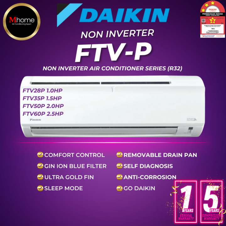 [delivery Only] Daikin Non Inverter Air Conditioner Wall Mounted Ftv P