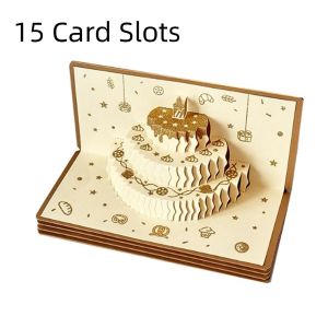 FUTUI Foldable 3D Birthday Red Envelope Traditional  Birthday Cake Greeting Card Greeting Card Best Wishes Money Bag Chinese New Year