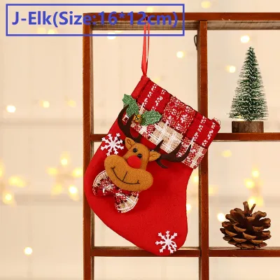 Christmas Candy Bags Large Capacity Sock 3D Santa Snowman Elk Christmas Treat Bags Stockings Gift Hanging Socks for Christmas Tree Garden