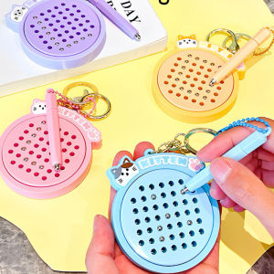 Mini Magnetic Steel Ball Drawing Board Keychain Bag Pendant Stress Relief Drawing Board Toy