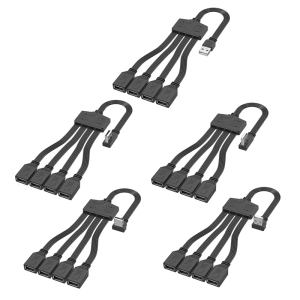 สายแยกสัญญาณ USB USB2.0ตัวผู้ไปยังพอร์ตตัวเมีย4พอร์ตสายพ่วง USB หลายตัวสำหรับชาร์จไฟด้วยการถ่ายโอนข้อมูล