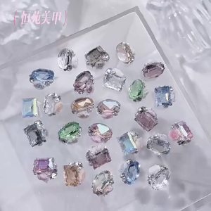 4 Pack Flower Nail Rhinestones Clear Nail Charms Nails Multi-Shaped Nail Gems Nails Art Decorations for Wedding