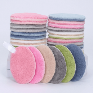 FELIZ 6 Pcs Set Double Sided Face Wash Pads Coral Fleece Round Shape Facial Cleansing Cloth  Reusable Makeup Remover Pads For All Skin Types