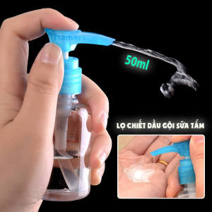 Lọ Chiết Dầu Gội Sữa Tắm Du Lịch Mini 50ml Chai Nhựa Vòi Nhấn Có Khoá Chống Tràn Tiện Lợi