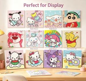 5D Cartoon Diamond Beads Painting With Frame Kids Toy Cute Home Decor Gift Souvenir 30X30cm