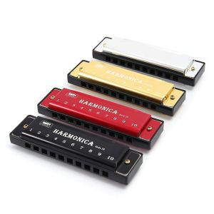 PURETEN Key of C 10 Hole Harmonica with Box Metal Diatonic Harmonica Portable Rectangle Mouth Organ Children