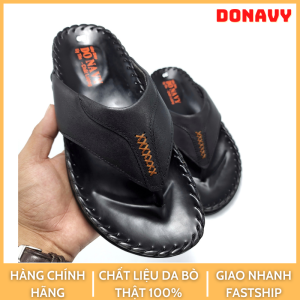 Dép kẹp nam da bò tự nhiên kiểu 7x thời thượng may full quai và đế bao chắc chắn bao đi mưa d.7x