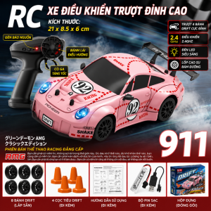 Xe điều khiển từ xa RC Drift 4WD Tốc Độ Cao Có Đèn LED Mustang Và Porsche 911