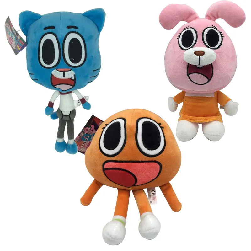 3pcs/lot Miniko Cartoon 25cm Amazing World Gumball Darwin Anais