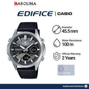 Jam Tangan Pria Casio Edifice EFV-C120L-8A Black Dial Black Leather Strap