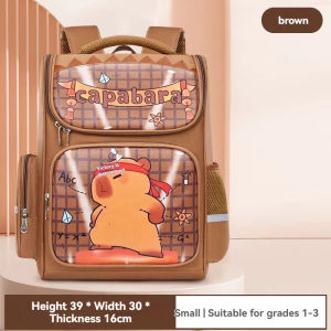 《Back to School Sales》Fashion Capybara cartoon Kids School Bag (6-15Y) Waterproof large capacity Childrens School backpack Spine Protection Load Reduction Primary Students School Bag With Reflective