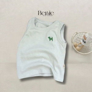 Áo thun áo ba lỗ cho bé trai thun cotton bozip thêu cún dễ thương size 1 đến 7 tuổi BERNIE T0225A24