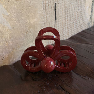 [haoh] กิ๊บหนีบผมสีแดงเข้มสำหรับผู้หญิงกิ๊บหนีบผมหางม้าพลาสติกเครื่องประดับผมอาวุโสสำหรับผู้หญิง