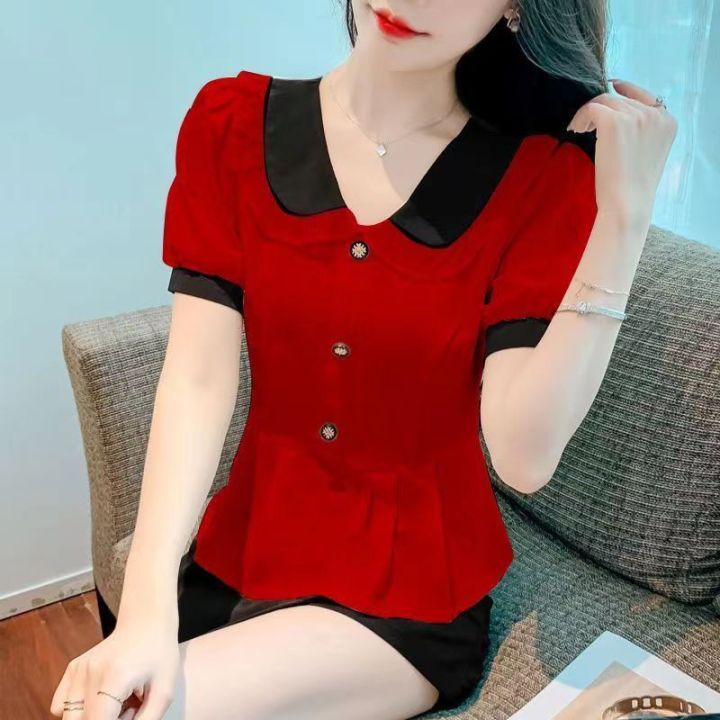 elegant red blouse