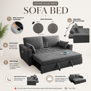 [FREE INSTALLATION] I HOME ANDREW Luxury Sofa Bed Adjustable Anti Scratch Easy Clean Fabric